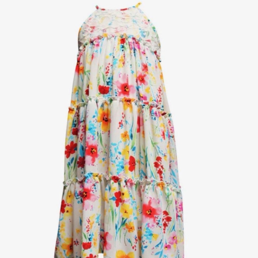 Ava & Yelly Floral Dress NEW size 16 Sleeveless Lace fully lined beautiful flow